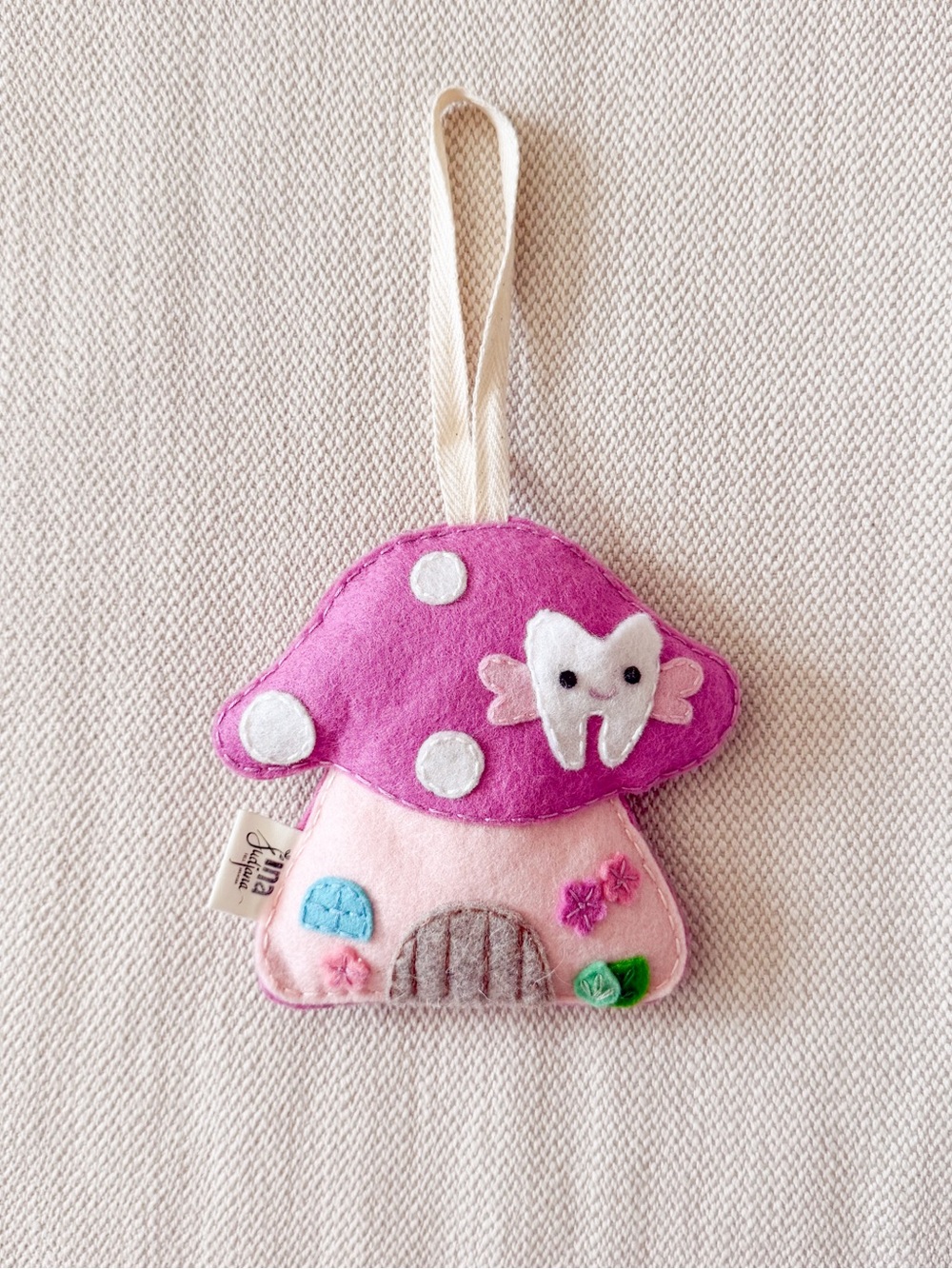 Dusty Pink Toadstool Toothfairy Pillow